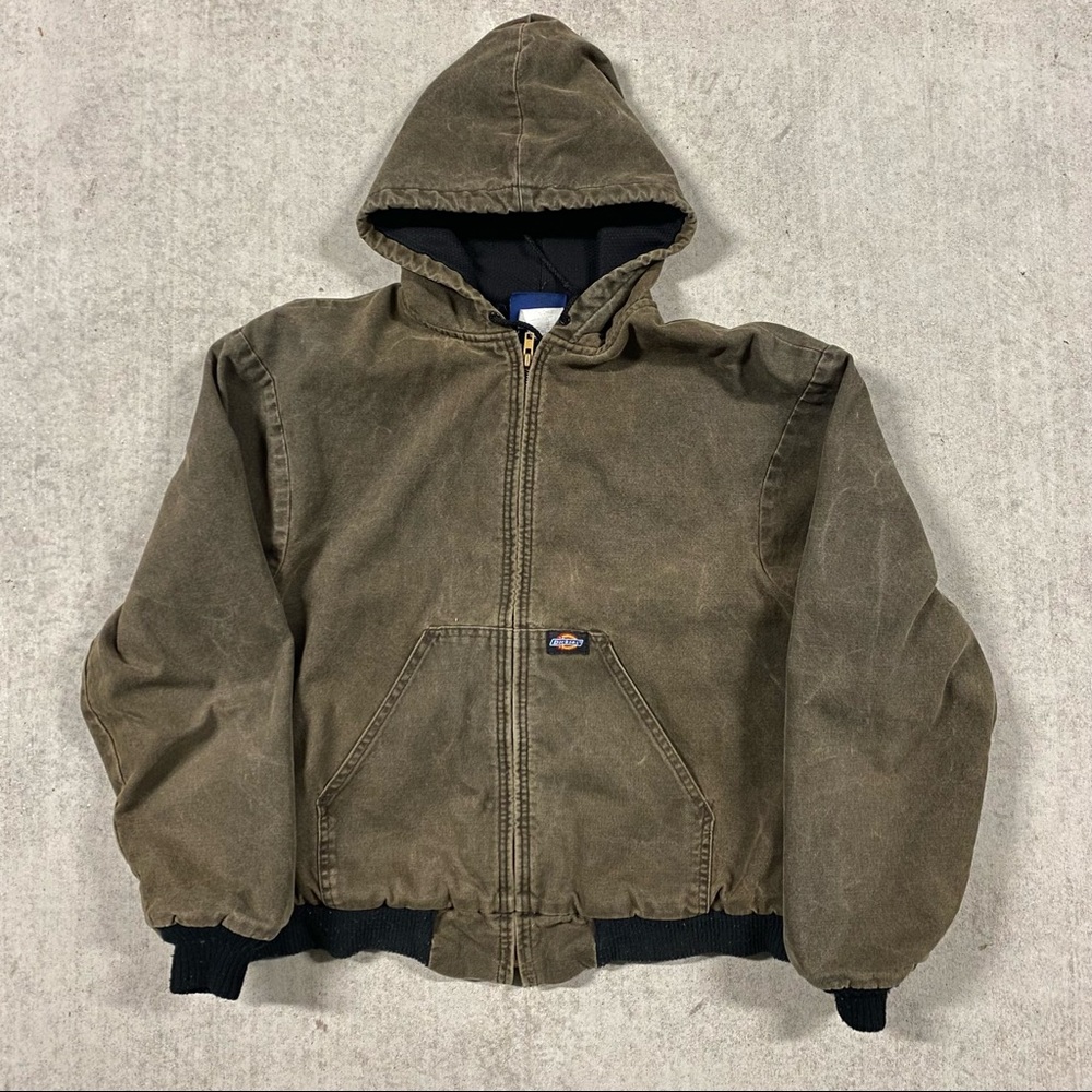 True Vintage Dickies Work Jacket / Farm Jacket Olive Green Perfectly Faded
